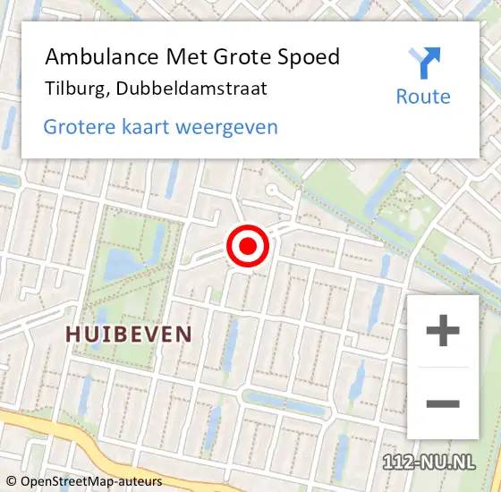 Locatie op kaart van de 112 melding: Ambulance Met Grote Spoed Naar Tilburg, Dubbeldamstraat op 21 november 2018 11:33