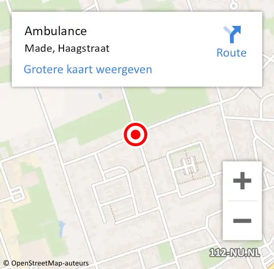 Locatie op kaart van de 112 melding: Ambulance Made, Haagstraat op 21 november 2018 11:33