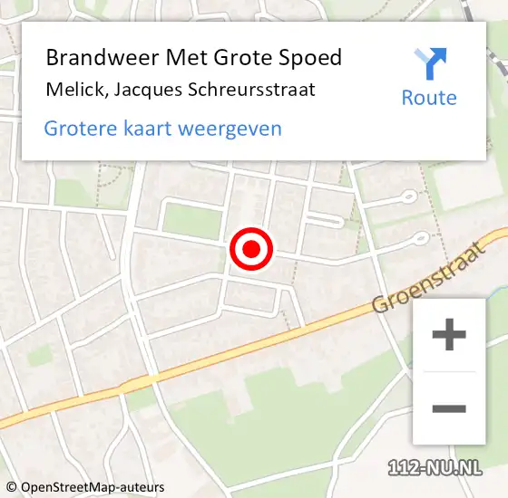 Locatie op kaart van de 112 melding: Brandweer Met Grote Spoed Naar Melick, Jacques Schreursstraat op 21 november 2018 12:02