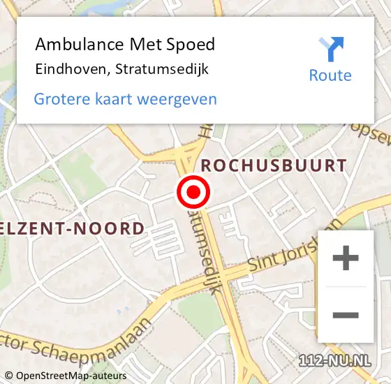 Locatie op kaart van de 112 melding: Ambulance Met Spoed Naar Eindhoven, Stratumsedijk op 21 november 2018 12:13