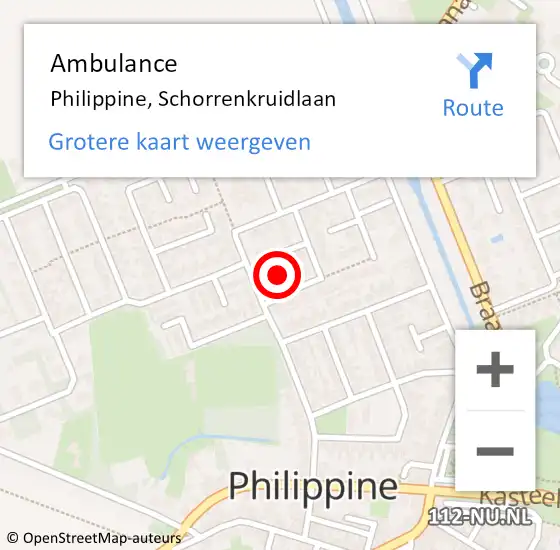 Locatie op kaart van de 112 melding: Ambulance Philippine, Schorrenkruidlaan op 21 november 2018 12:13