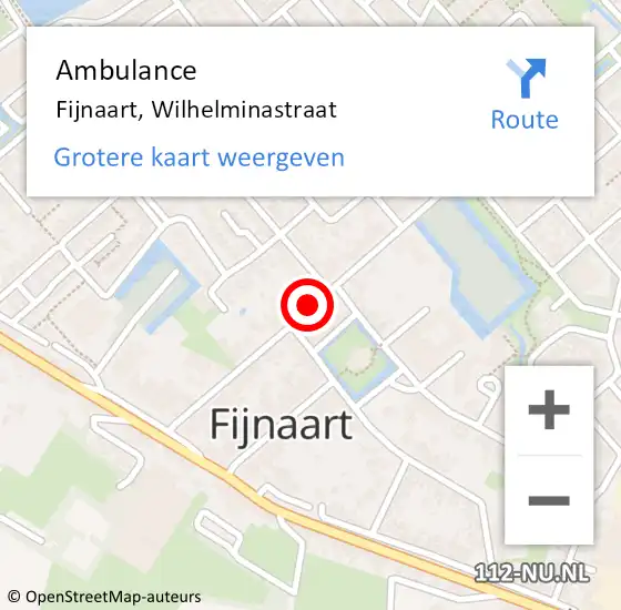 Locatie op kaart van de 112 melding: Ambulance Fijnaart, Wilhelminastraat op 21 november 2018 12:32