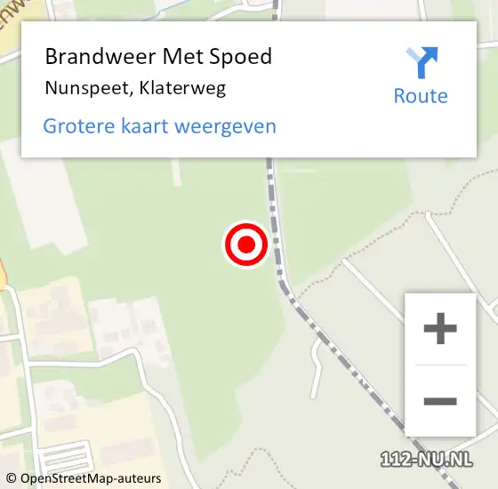 Locatie op kaart van de 112 melding: Brandweer Met Spoed Naar Nunspeet, Klaterweg op 21 november 2018 12:34