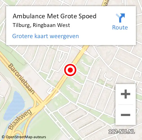 Locatie op kaart van de 112 melding: Ambulance Met Grote Spoed Naar Tilburg, Ringbaan West op 21 november 2018 12:44