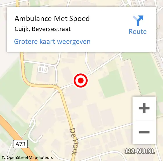 Locatie op kaart van de 112 melding: Ambulance Met Spoed Naar Cuijk, Beversestraat op 21 november 2018 13:07