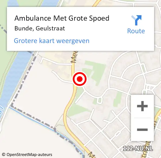 Locatie op kaart van de 112 melding: Ambulance Met Grote Spoed Naar Bunde, Geulstraat op 15 maart 2014 10:22