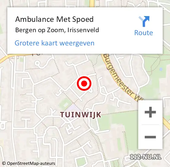 Locatie op kaart van de 112 melding: Ambulance Met Spoed Naar Bergen op Zoom, Irissenveld op 21 november 2018 13:25