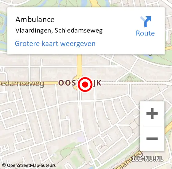 Locatie op kaart van de 112 melding: Ambulance Vlaardingen, Schiedamseweg op 21 november 2018 13:32