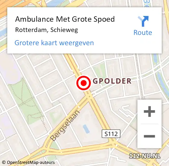 Locatie op kaart van de 112 melding: Ambulance Met Grote Spoed Naar Rotterdam, Schieweg op 21 november 2018 13:47