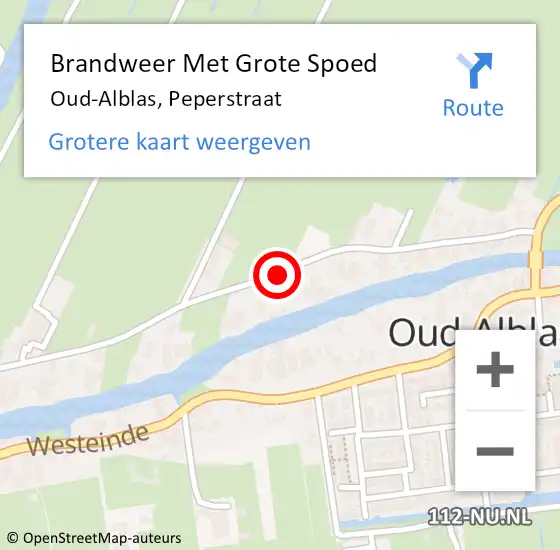 Locatie op kaart van de 112 melding: Brandweer Met Grote Spoed Naar Oud-Alblas, Peperstraat op 21 november 2018 14:05