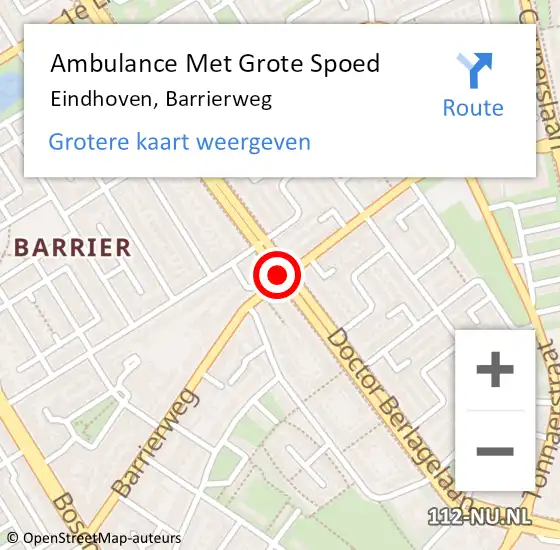Locatie op kaart van de 112 melding: Ambulance Met Grote Spoed Naar Eindhoven, Barrierweg op 21 november 2018 14:11