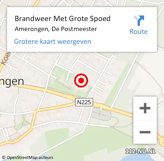 Locatie op kaart van de 112 melding: Brandweer Met Grote Spoed Naar Amerongen, De Postmeester op 21 november 2018 15:43