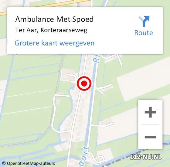 Locatie op kaart van de 112 melding: Ambulance Met Spoed Naar Ter Aar, Korteraarseweg op 15 maart 2014 10:39