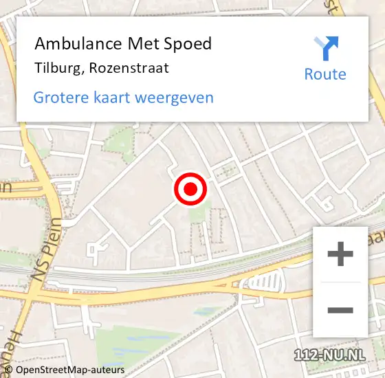 Locatie op kaart van de 112 melding: Ambulance Met Spoed Naar Tilburg, Rozenstraat op 21 november 2018 16:19
