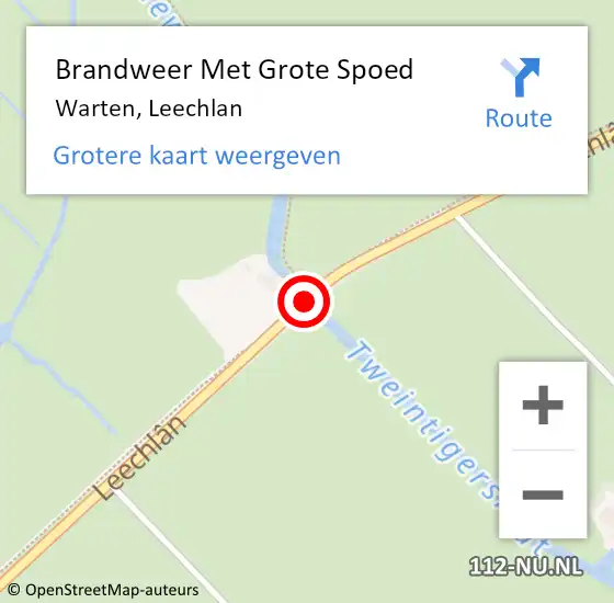 Locatie op kaart van de 112 melding: Brandweer Met Grote Spoed Naar Warten, Leechlan op 21 november 2018 16:45