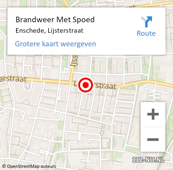Locatie op kaart van de 112 melding: Brandweer Met Spoed Naar Enschede, Lijsterstraat op 21 november 2018 16:53