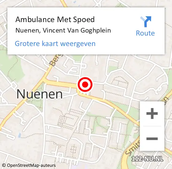 Locatie op kaart van de 112 melding: Ambulance Met Spoed Naar Nuenen, Vincent van Goghplein op 21 november 2018 16:56
