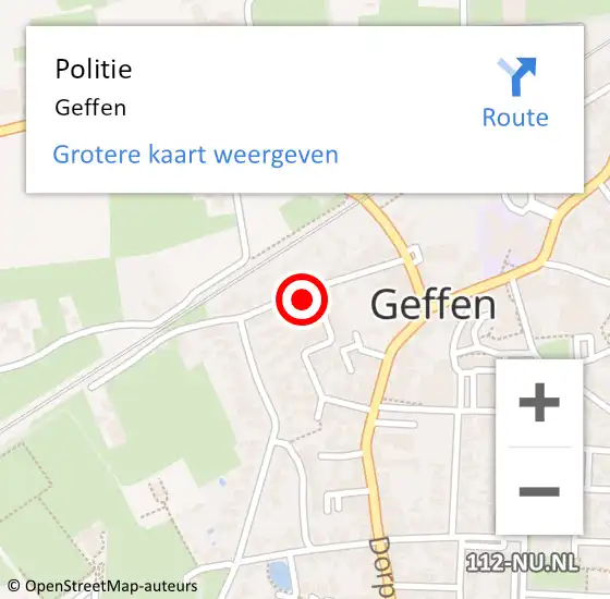 Locatie op kaart van de 112 melding: Politie Geffen op 21 november 2018 17:48