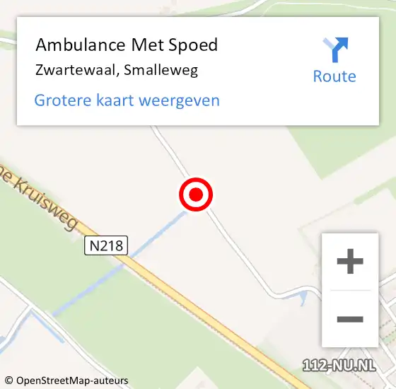 Locatie op kaart van de 112 melding: Ambulance Met Spoed Naar Zwartewaal, Smalleweg op 21 november 2018 18:03