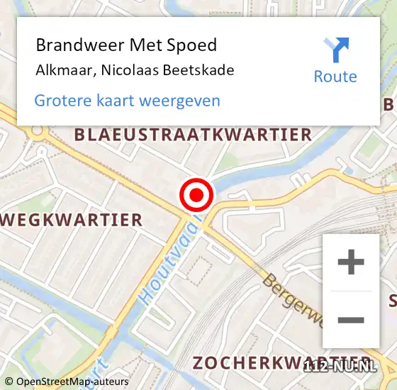 Locatie op kaart van de 112 melding: Brandweer Met Spoed Naar Alkmaar, Nicolaas Beetskade op 21 november 2018 18:29