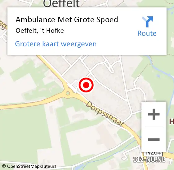 Locatie op kaart van de 112 melding: Ambulance Met Grote Spoed Naar Oeffelt, 't Hofke op 21 november 2018 18:51