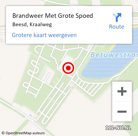 Locatie op kaart van de 112 melding: Brandweer Met Grote Spoed Naar Beesd, Kraalweg op 21 november 2018 19:19