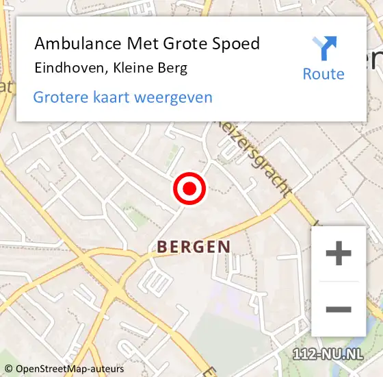 Locatie op kaart van de 112 melding: Ambulance Met Grote Spoed Naar Eindhoven, Kleine Berg op 21 november 2018 19:37