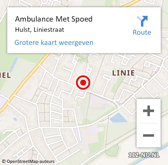 Locatie op kaart van de 112 melding: Ambulance Met Spoed Naar Hulst, Liniestraat op 21 november 2018 22:32