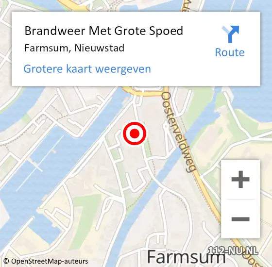 Locatie op kaart van de 112 melding: Brandweer Met Grote Spoed Naar Farmsum, Nieuwstad op 15 maart 2014 11:17