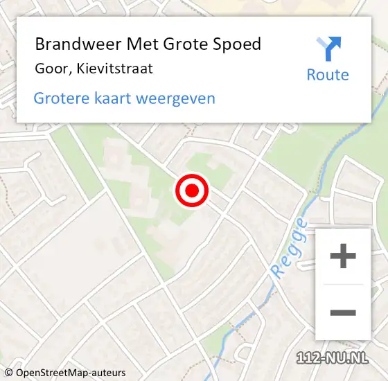 Locatie op kaart van de 112 melding: Brandweer Met Grote Spoed Naar Goor, Kievitstraat op 22 november 2018 01:46