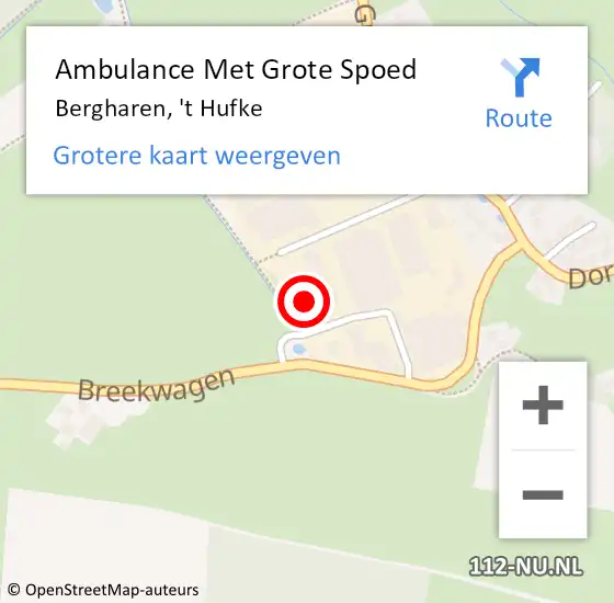 Locatie op kaart van de 112 melding: Ambulance Met Grote Spoed Naar Bergharen, 't Hufke op 15 maart 2014 11:21