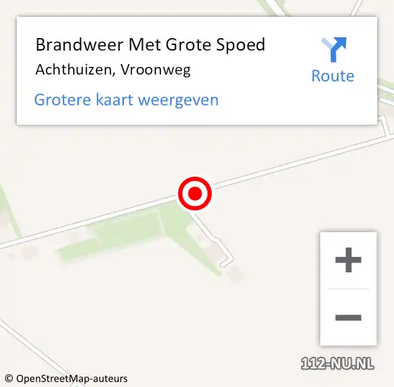 Locatie op kaart van de 112 melding: Brandweer Met Grote Spoed Naar Achthuizen, Vroonweg op 22 november 2018 03:35