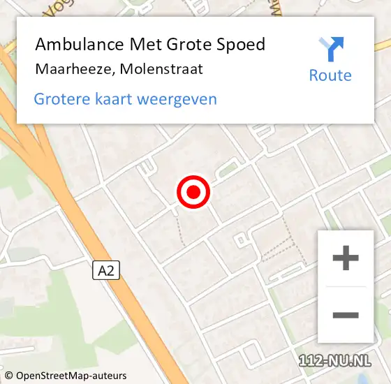 Locatie op kaart van de 112 melding: Ambulance Met Grote Spoed Naar Maarheeze, Molenstraat op 22 november 2018 03:35