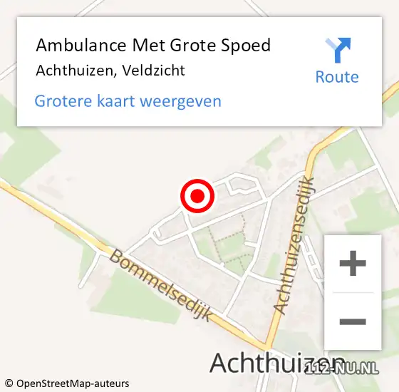 Locatie op kaart van de 112 melding: Ambulance Met Grote Spoed Naar Achthuizen, Veldzicht op 22 november 2018 03:36