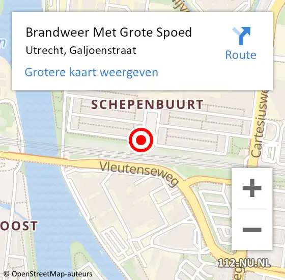 Locatie op kaart van de 112 melding: Brandweer Met Grote Spoed Naar Utrecht, Galjoenstraat op 22 november 2018 04:29