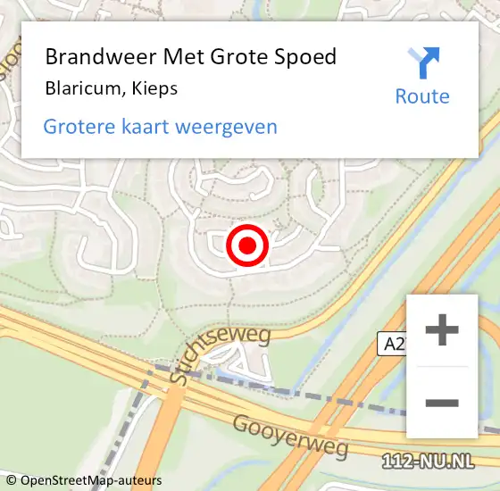 Locatie op kaart van de 112 melding: Brandweer Met Grote Spoed Naar Blaricum, Kieps op 22 november 2018 08:38