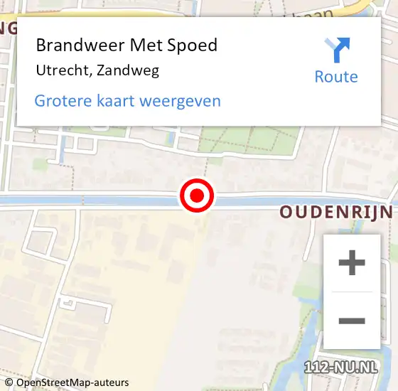 Locatie op kaart van de 112 melding: Brandweer Met Spoed Naar Utrecht, Zandweg op 22 november 2018 10:31