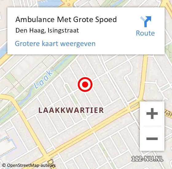 Locatie op kaart van de 112 melding: Ambulance Met Grote Spoed Naar Den Haag, Isingstraat op 22 november 2018 11:12