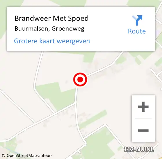 Locatie op kaart van de 112 melding: Brandweer Met Spoed Naar Buurmalsen, Groeneweg op 22 november 2018 11:37