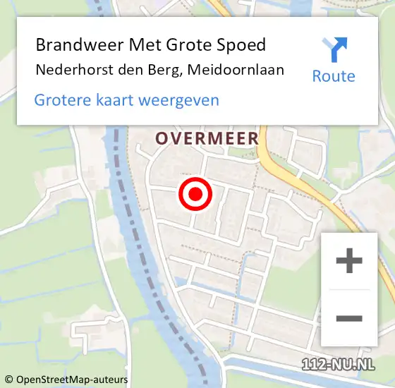 Locatie op kaart van de 112 melding: Brandweer Met Grote Spoed Naar Nederhorst den Berg, Meidoornlaan op 22 november 2018 12:07