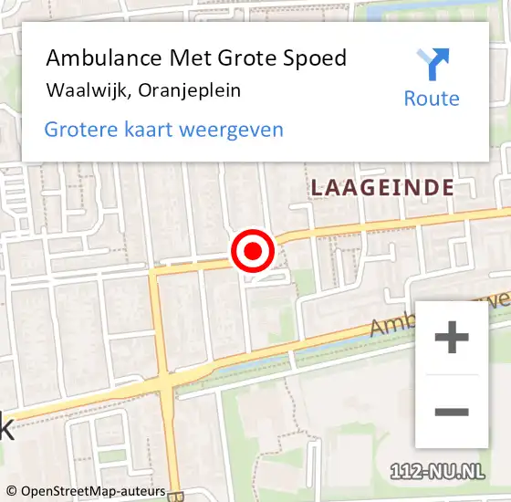 Locatie op kaart van de 112 melding: Ambulance Met Grote Spoed Naar Waalwijk, Oranjeplein op 22 november 2018 12:11