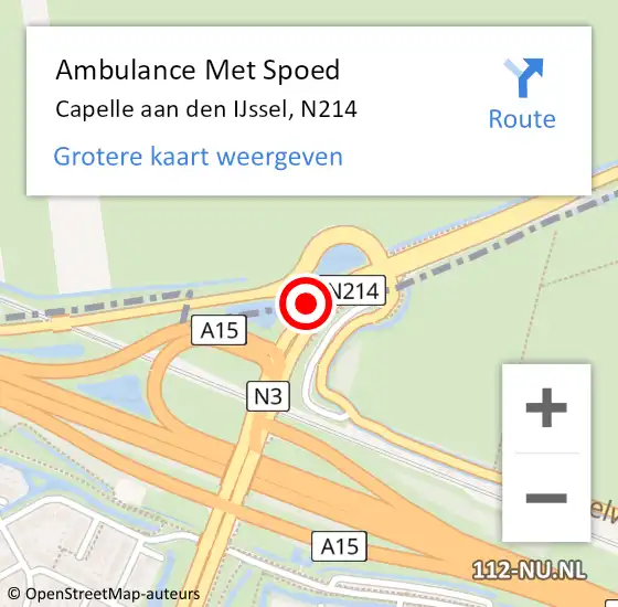 Locatie op kaart van de 112 melding: Ambulance Met Spoed Naar Capelle aan den IJssel, N214 op 22 november 2018 12:34