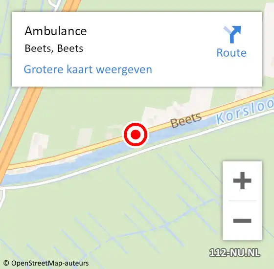 Locatie op kaart van de 112 melding: Ambulance Beets, Beets op 22 november 2018 13:59