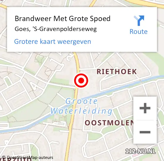 Locatie op kaart van de 112 melding: Brandweer Met Grote Spoed Naar Goes, 'S-Gravenpolderseweg op 15 maart 2014 12:16