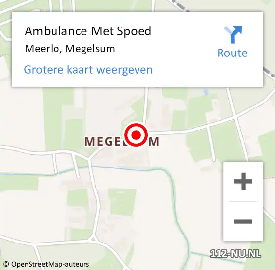 Locatie op kaart van de 112 melding: Ambulance Met Spoed Naar Meerlo, Megelsum op 22 november 2018 15:20