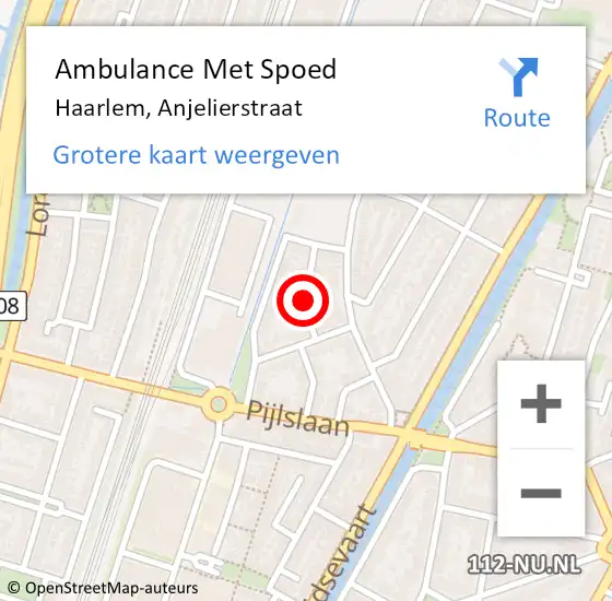 Locatie op kaart van de 112 melding: Ambulance Met Spoed Naar Haarlem, Anjelierstraat op 22 november 2018 15:41