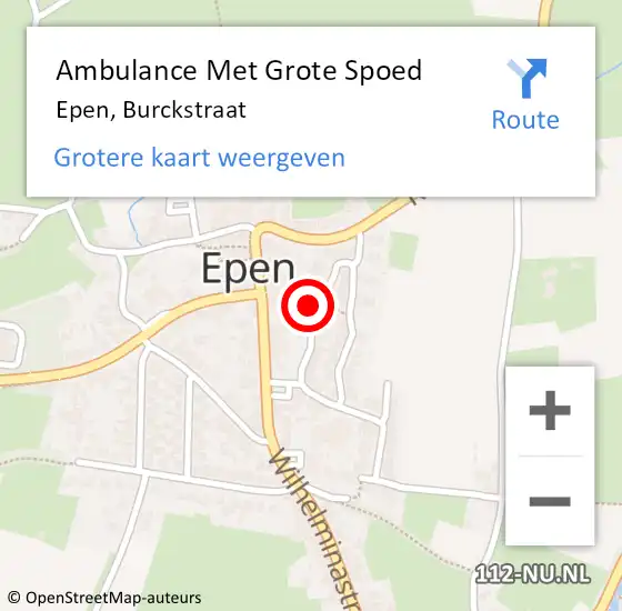 Locatie op kaart van de 112 melding: Ambulance Met Grote Spoed Naar Epen, Burckstraat op 15 maart 2014 12:29