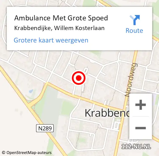 Locatie op kaart van de 112 melding: Ambulance Met Grote Spoed Naar Krabbendijke, Willem Kosterlaan op 22 november 2018 16:43