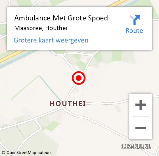 Locatie op kaart van de 112 melding: Ambulance Met Grote Spoed Naar Maasbree, Houthei op 22 november 2018 16:53