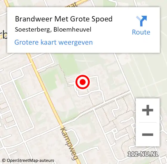 Locatie op kaart van de 112 melding: Brandweer Met Grote Spoed Naar Soesterberg, Bloemheuvel op 22 november 2018 17:04